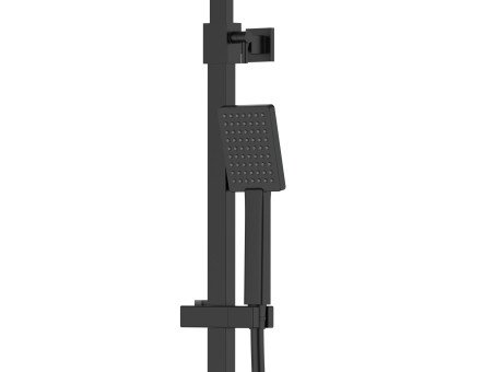 Dusch-Set in Schwarz ANGOS Thermostatisch Duschsäule mit Auslauf