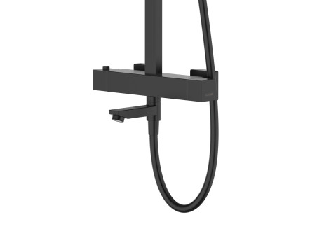 Dusch-Set in Schwarz ANGOS Thermostatisch Duschsäule mit Auslauf