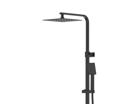 Dusch-Set in Schwarz ANGOS Thermostatisch Duschsäule mit Auslauf