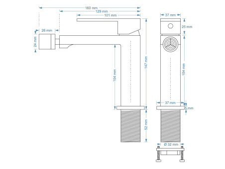 Bidetarmatur in Chrom ANGOS Badarmatur Bidet-Mischbatterie