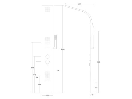 Duschpaneel in Schwarz ALTO Duschsäule, Massagedusche