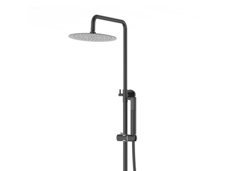 Dusch-Set in Schwarz LUGO Thermostatisch Duschsäule mit Auslauf