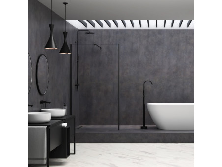 Dusch-Set in Schwarz LUGO Thermostatisch Duschsäule mit Auslauf