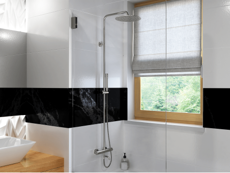 Dusch-Set in Chrom LUGO Thermostatisch Duschsäule mit Auslauf