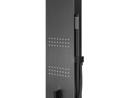 Duschpaneel in Graphit NEOK Thermostatisch mit Auslauf, Duschsäule, Massagedusche