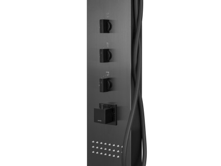 Duschpaneel in Graphit NEOK Thermostatisch mit Auslauf, Duschsäule, Massagedusche