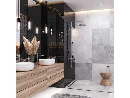 Dusch-Set in Chrom LUGO Thermostatisch Duschsäule mit Auslauf