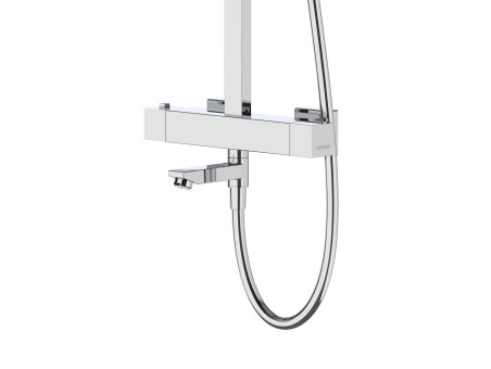 Dusch-Set in Chrom ANGOS Thermostatisch Duschsäule mit Auslauf