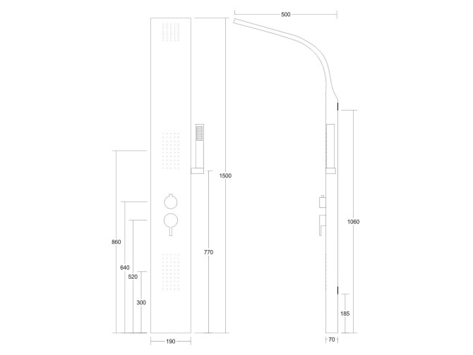 Duschpaneel in Weiß ALTO mit Auslauf,... Duschpaneel in Weiß ALTO mit Auslauf,...