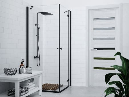 Dusch-Set in Schwarz ANGOS Thermostatisch Duschsäule