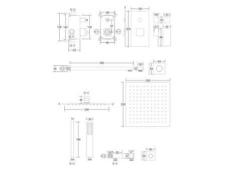 Unterputz Armatur Brausearmatur in Schwarz ADOUR
