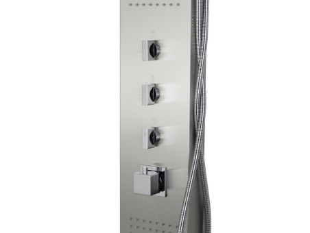 Duschpaneel in Stahl NEOK Thermostatisch mit Auslauf, Duschsäule, Massagedusche