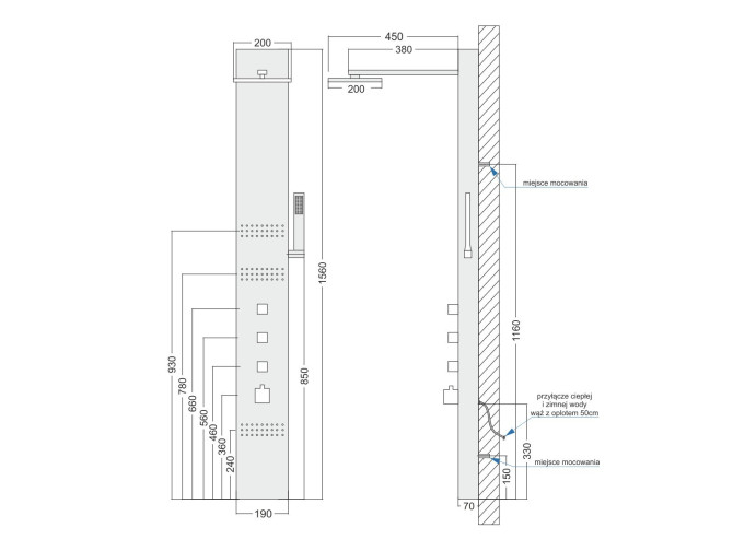 Duschpaneel in Stahl NEOK...