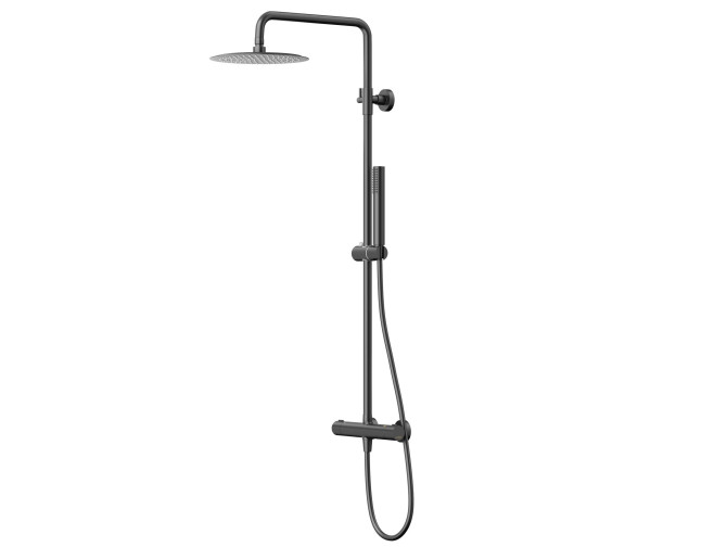 Dusch-Set in Schwarz LUGO Thermostatisch Duschsäule