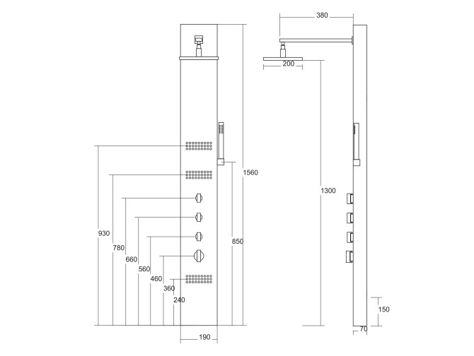 Duschpaneel in Stahl NEOK...