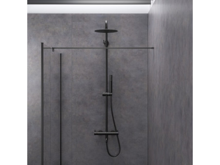Dusch-Set in Schwarz LUGO Thermostatisch Duschsäule