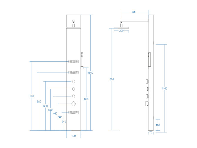 Duschpaneel in Stahl NEOK Duschsäule,...