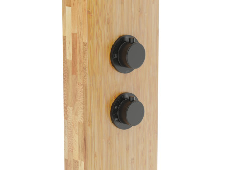 Duschpaneel in Bambus, Schwarz BALTI Thermostatisch Duschsäule, Massagedusche