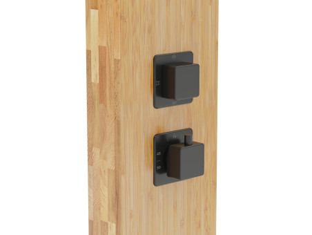 Duschpaneel in Bambus, Schwarz BASTI Thermostatisch Duschsäule, Massagedusche