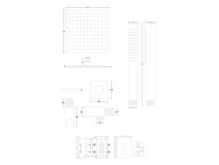 Unterputz Armatur Brausearmatur in Schwarz ANGOS Thermostatisch