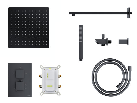 Unterputz Armatur Brausearmatur in Schwarz ANGOS Thermostatisch