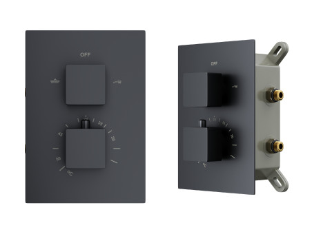 Unterputz Armatur Brausearmatur in Schwarz ANGOS Thermostatisch