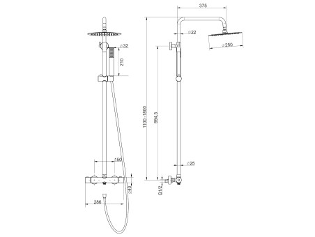 Dusch-Set in Chrom LUGO Thermostatisch Duschsäule