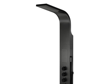 Duschpaneel in Schwarz SAMSARA Thermostatisch mit Auslauf, Duschsäule, Massagedusche