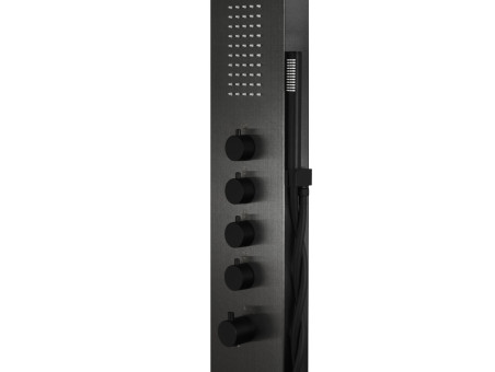 Duschpaneel in Schwarz SAMSARA Thermostatisch mit Auslauf, Duschsäule, Massagedusche