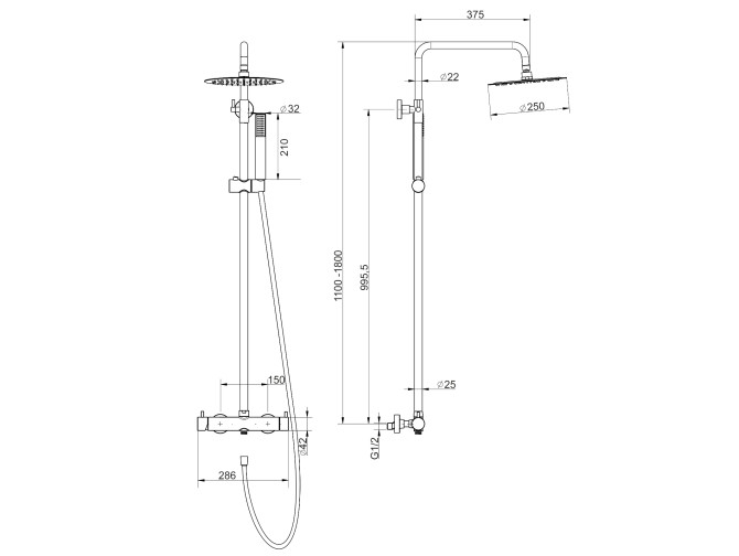 Dusch-Set in Gold LUGO Duschsäule