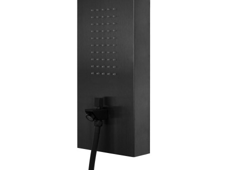 Duschpaneel in Schwarz SAMSARA Thermostatisch mit Auslauf, Duschsäule, Massagedusche