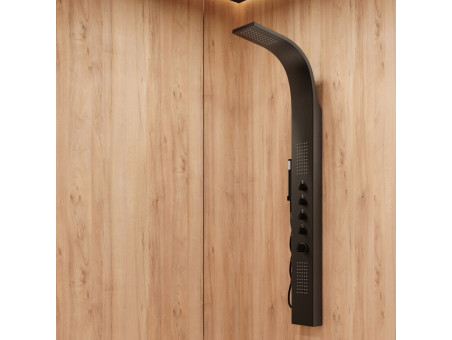 Duschpaneel in Schwarz SAMSARA Thermostatisch mit Auslauf, Duschsäule, Massagedusche