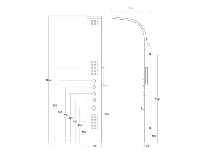 Duschpaneel in Schwarz SAMSARA...