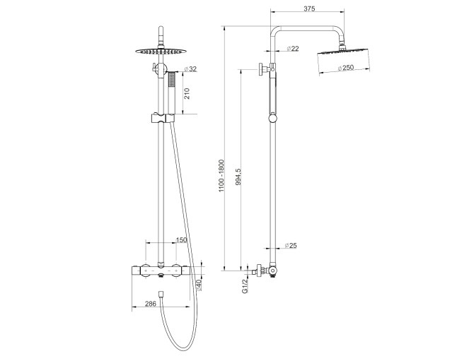 Dusch-Set in Gold LUGO Thermostatisch...