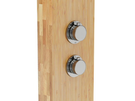 Duschpaneel in Bambus, Chrom BALTI Thermostatisch Duschsäule, Massagedusche