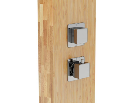 Duschpaneel in Bambus, Chrom BASTI Thermostatisch Duschsäule, Massagedusche
