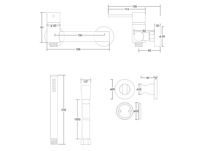 Brausearmatur in Chrom LUGO...