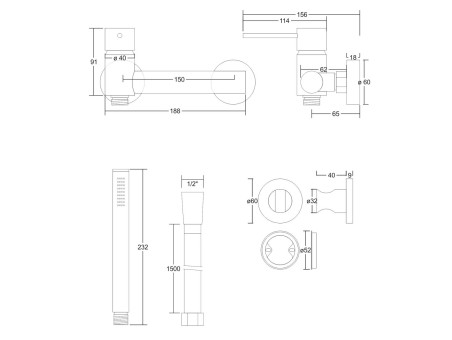 Brausearmatur in Chrom LUGO Badarmatur Duschbatterie Komplette Set