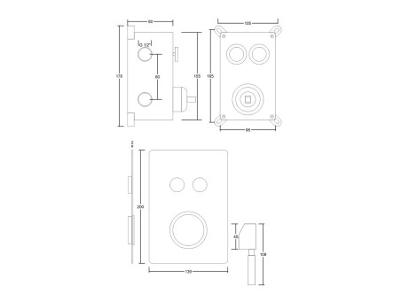 Unterputz Duschbatterie inSchwarz BOX Verdeckter Einbau Duschbatterie
