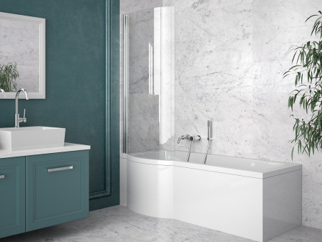 Badewanne Rechteck Inspiro 160x70 Links mit Glasabtrennung | Ablauf Viega & Füße GRATIS !