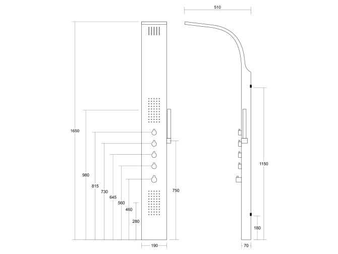 Duschpaneel in Schwarz SAMSARA...