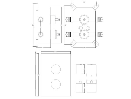 Unterputz Duschbatterie inChrom BOX Thermostatisch Verdeckter Einbau Duschbatterie