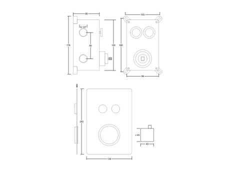 Unterputz Duschbatterie inChrom BOX Thermostatisch Verdeckter Einbau Duschbatterie