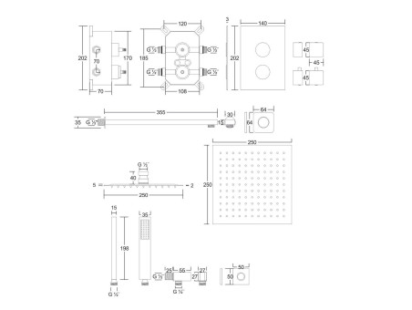 Unterputz Armatur Brausearmatur in Chrom ADOUR Thermostatisch