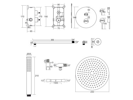 Unterputz Armatur Brausearmatur in Chrom LUGO