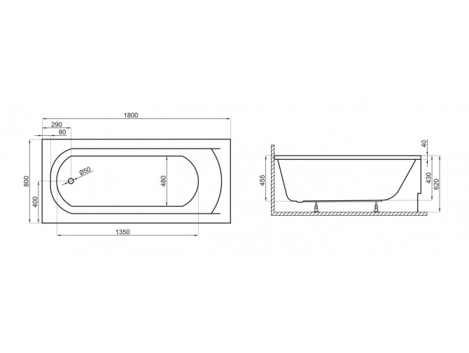 Badewanne Rechteck Classic 180x80 |... Badewanne Rechteck Classic 180x80 |...