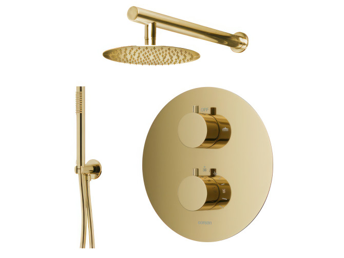 Unterputz Armatur Brausearmatur in Gold LUGO Thermostatisch