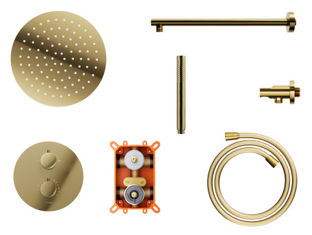 Unterputz Armatur Brausearmatur in Gold LUGO Thermostatisch