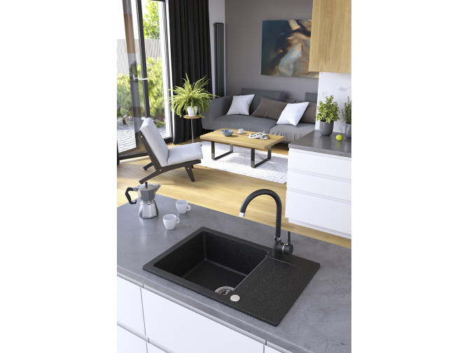 Granitspüle 1-Becken in Schwarz... Granitspüle 1-Becken in Schwarz...