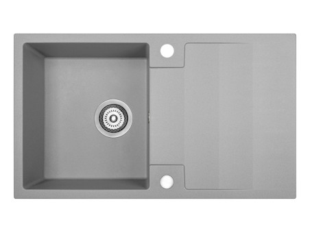 Granitspüle 1-Becken in Grau RAB 76x44 mit Ablaufplatte | Siphon im SET!